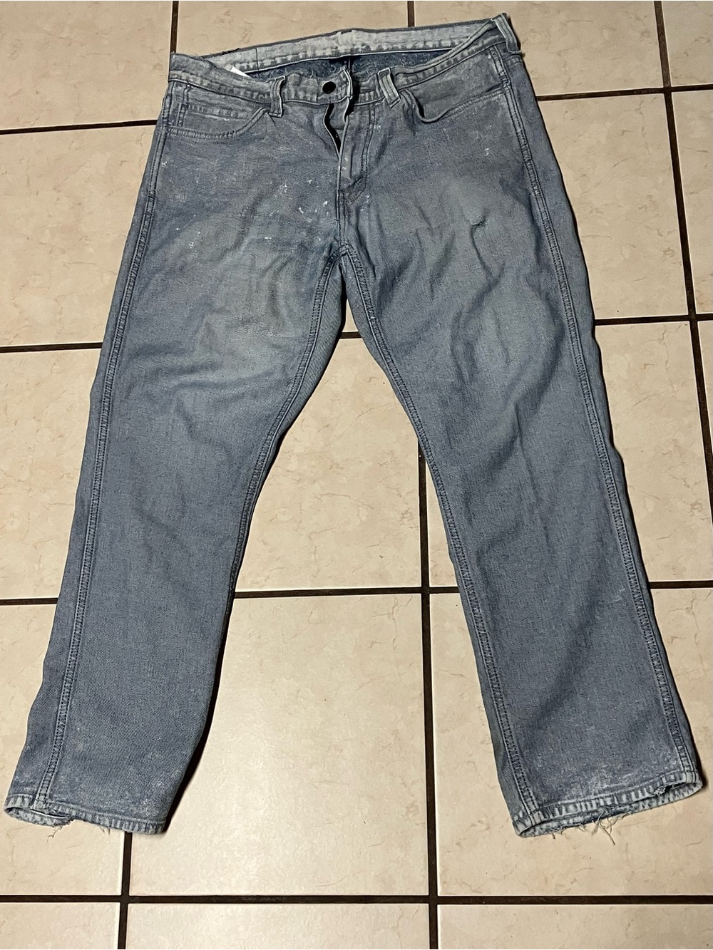 Levis Mens Jeans Size 32x30 Light Wash Paint Splatter Workwear Denim Y2K Straigh